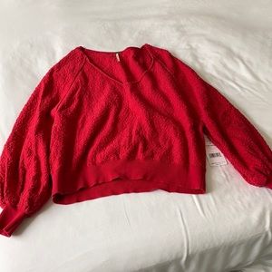 Red Free People Pullover
